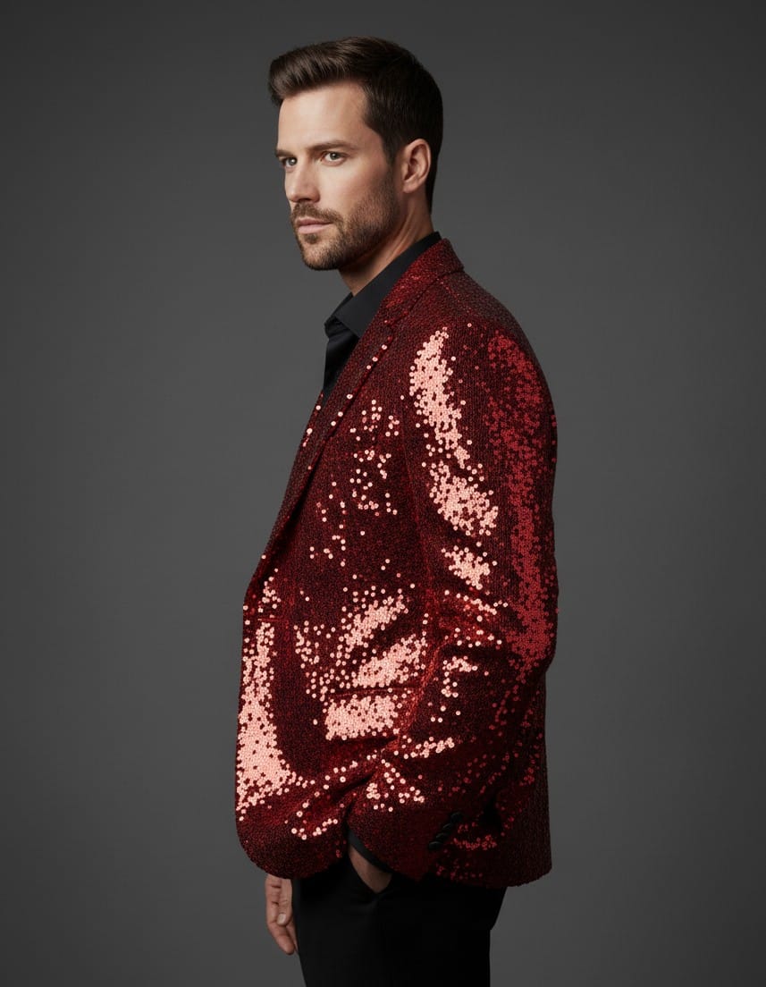 Premium Red Sequin Party Blazer for Men