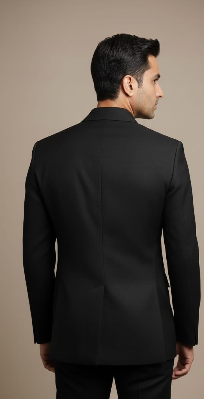 Black Designer Blazer with Gold Embroidery