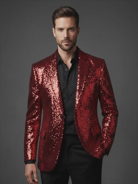Premium Red Sequin Party Blazer for Men